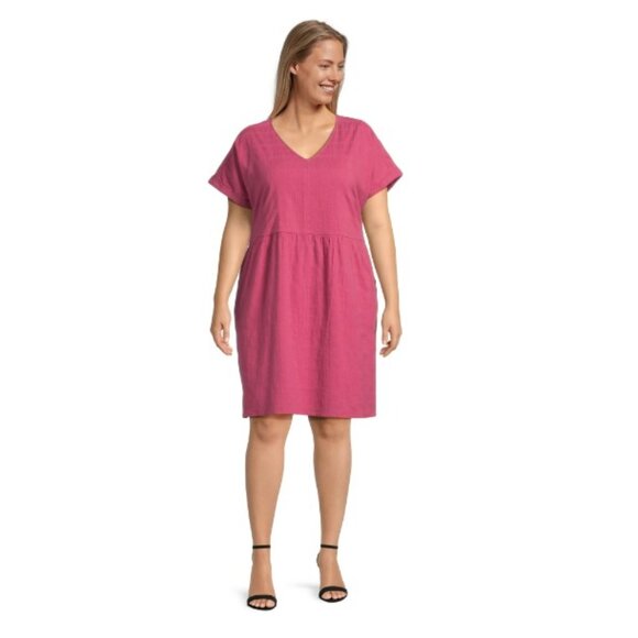 Terra & Sky Women's Plus Dolman Swing Dress, Rosiest Roughe - Picture 3 of 5